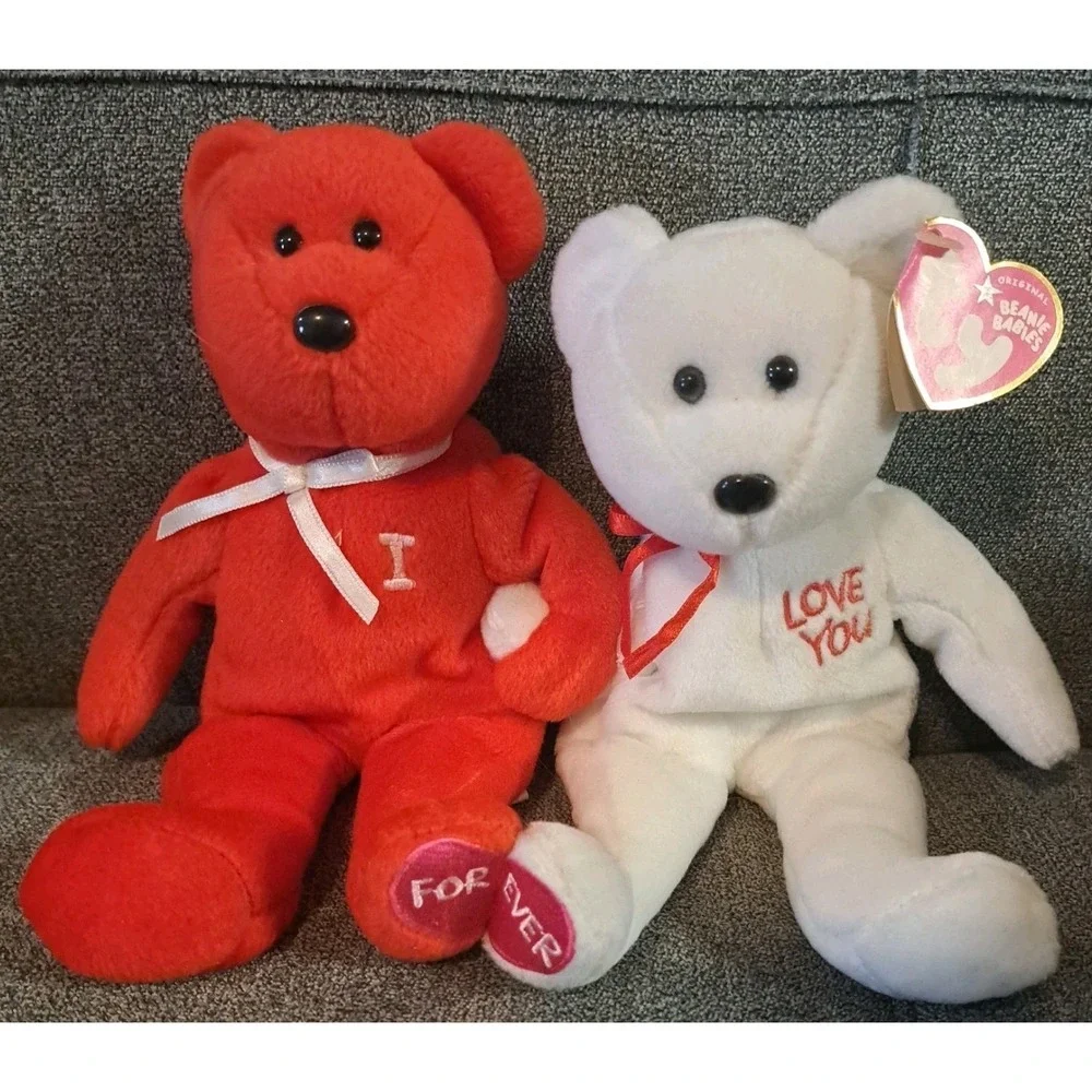 Ty Beanie Baby I Love You Set of Bears 2 ‎ Plush Valentine 2005 MWMTs